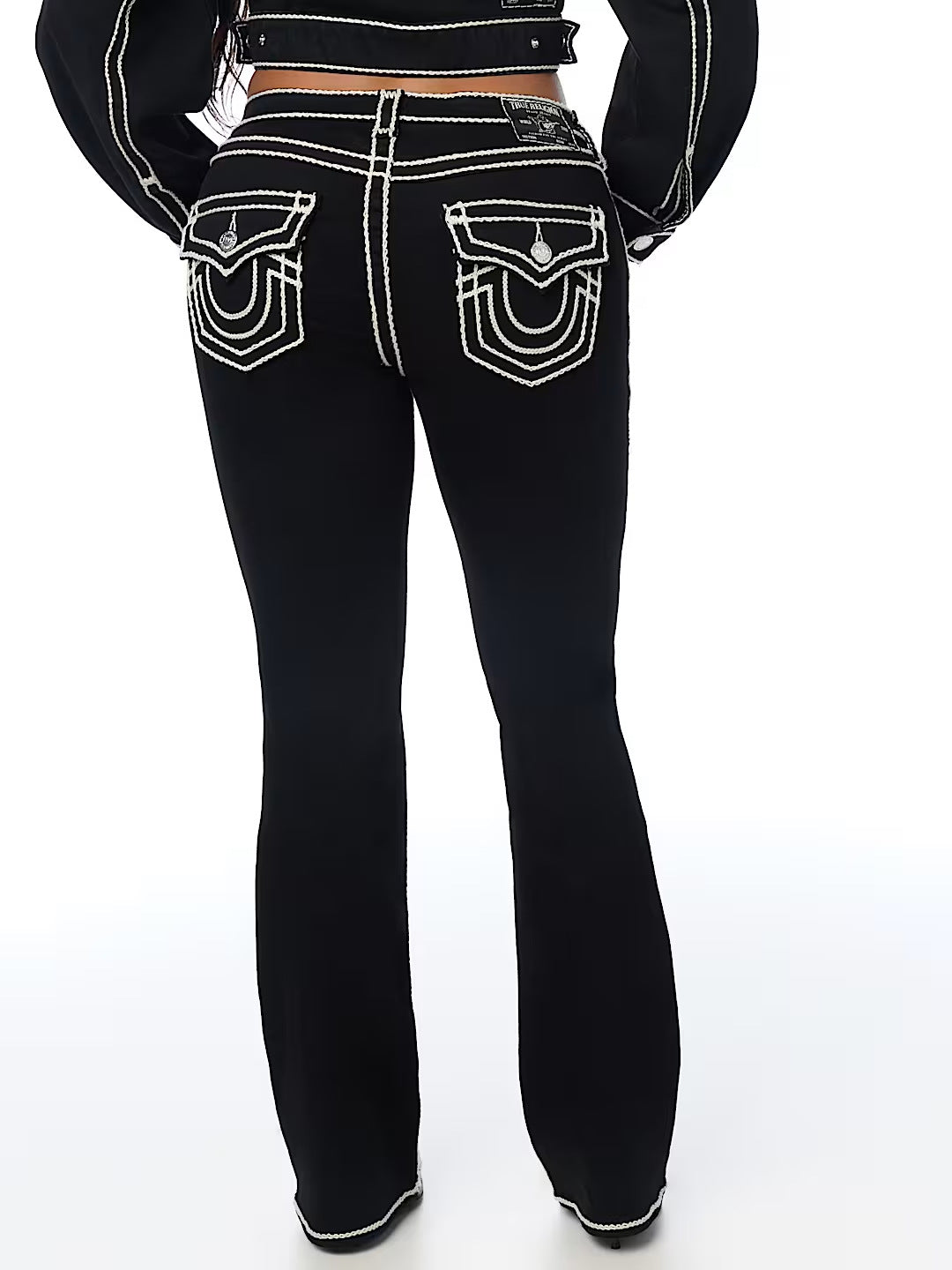 True Religion embroidered washed slim-fit jeans