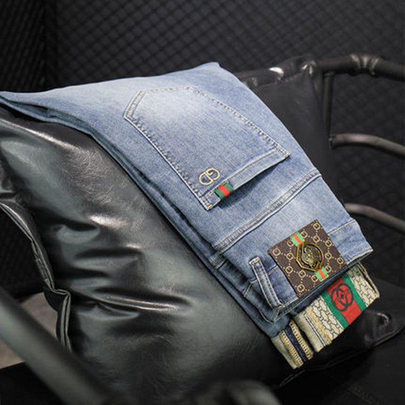 Lightweight cropped straight-leg denim jeans for men
