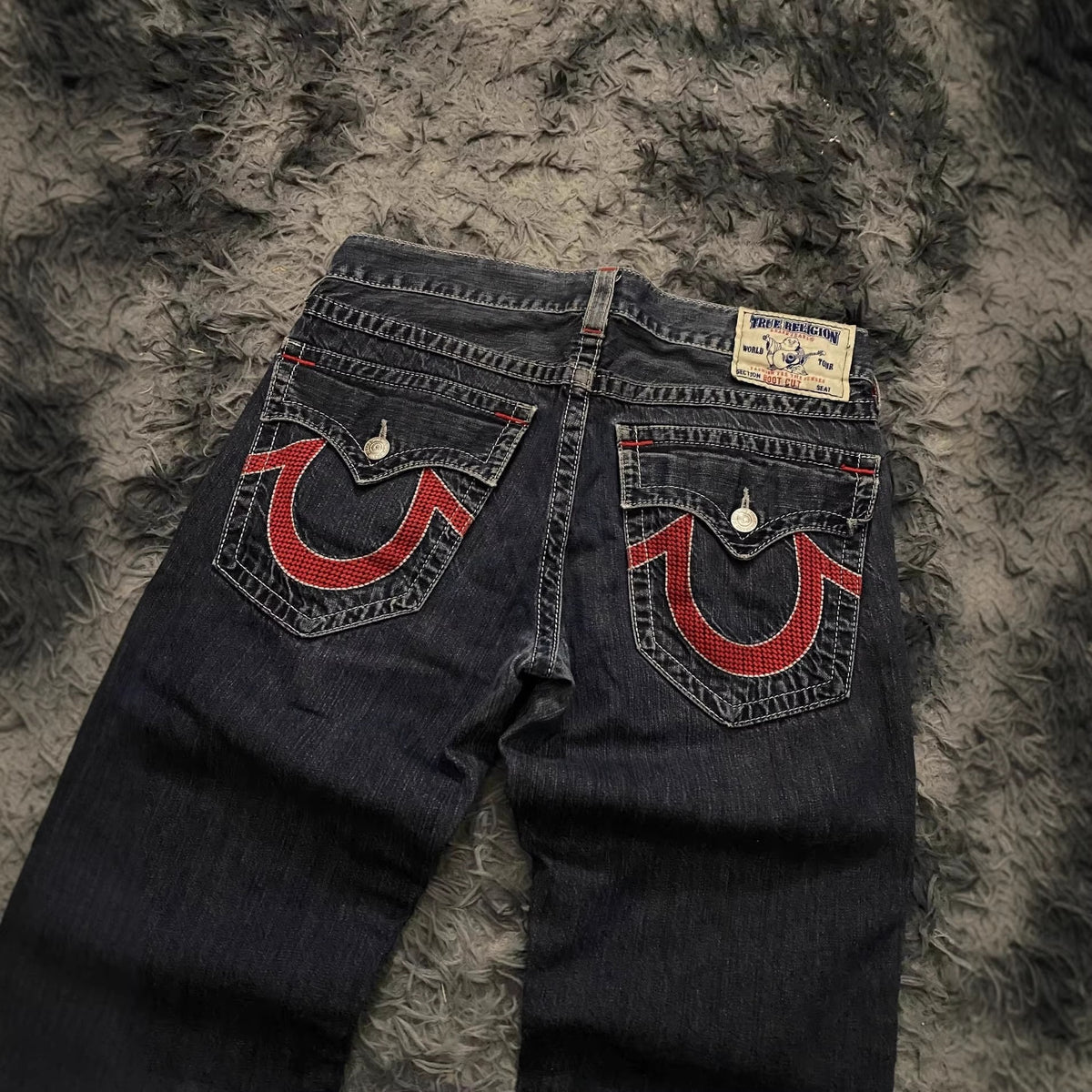 True Religion embroidered washed slim-fit jeans