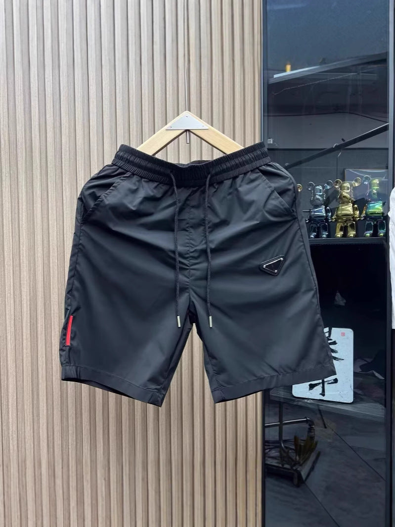 Slim Fit Five-Pocket Nylon Shorts in Black White or Red