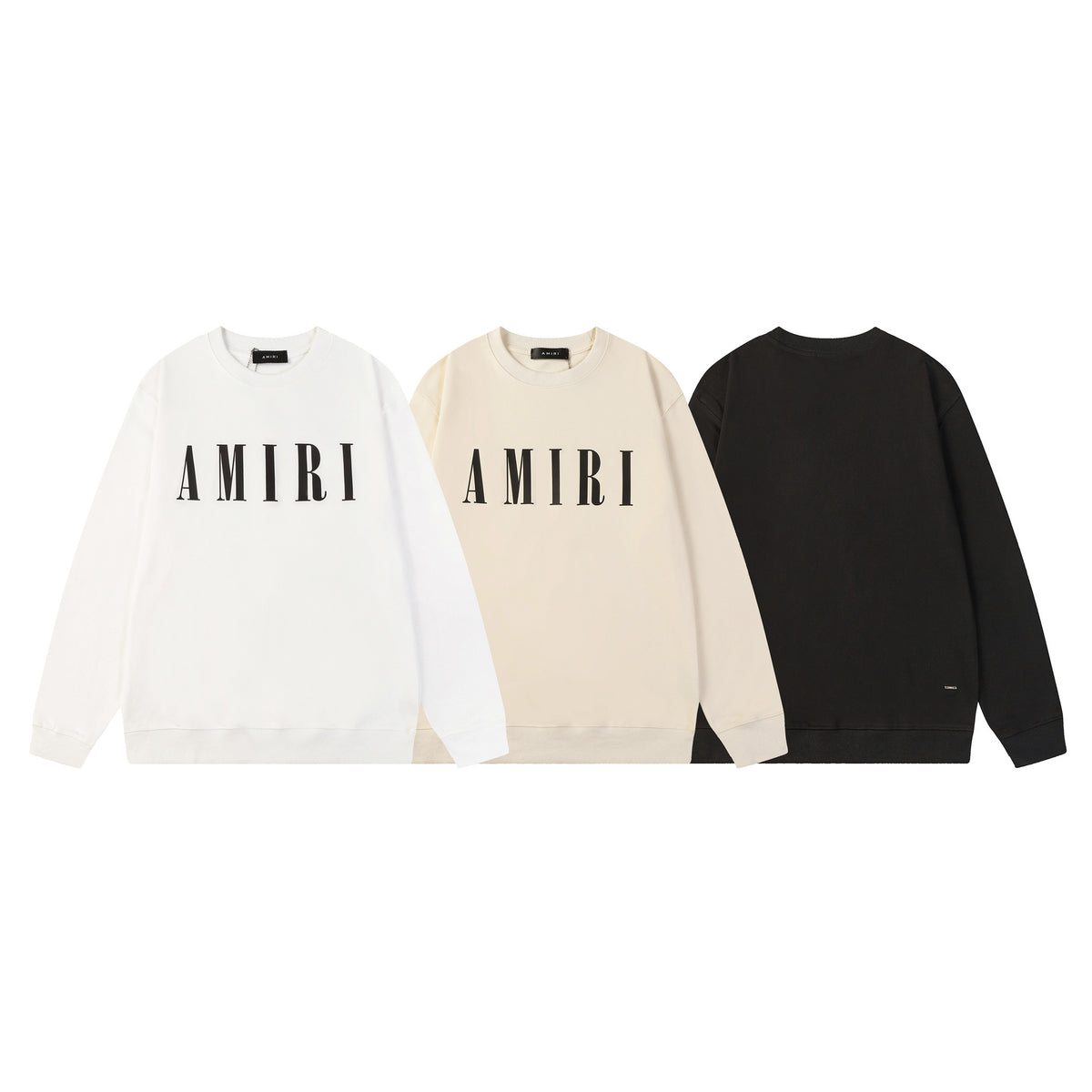 Black White Brown Eagle-Print Heavyweight Crewneck Sweatshirt