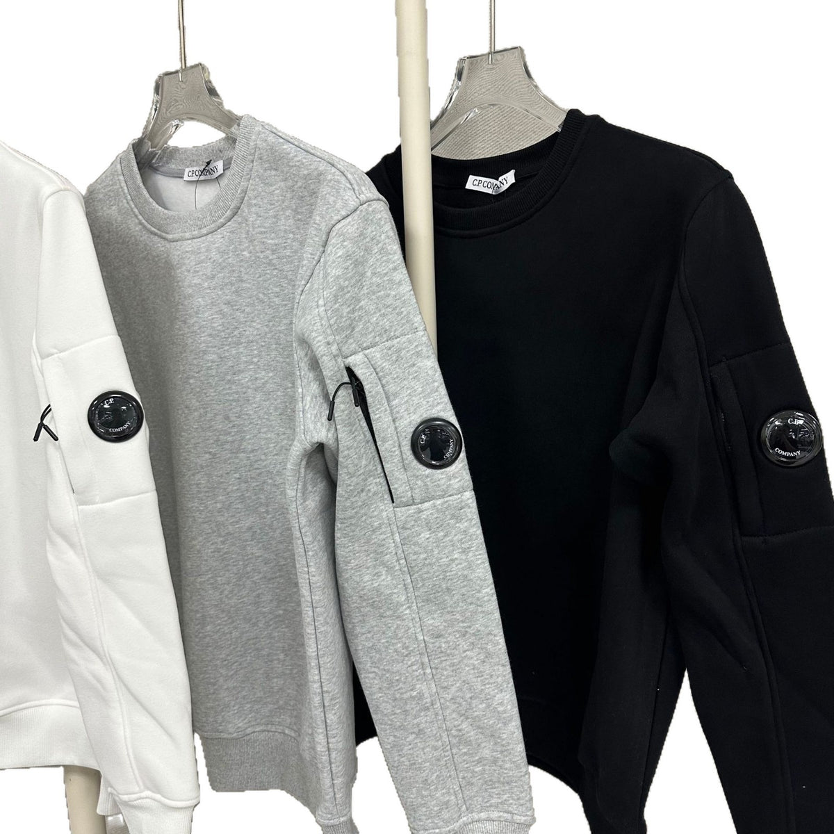 Fleece-Lined Hooded Cardigan Sweater in Black White or Gray