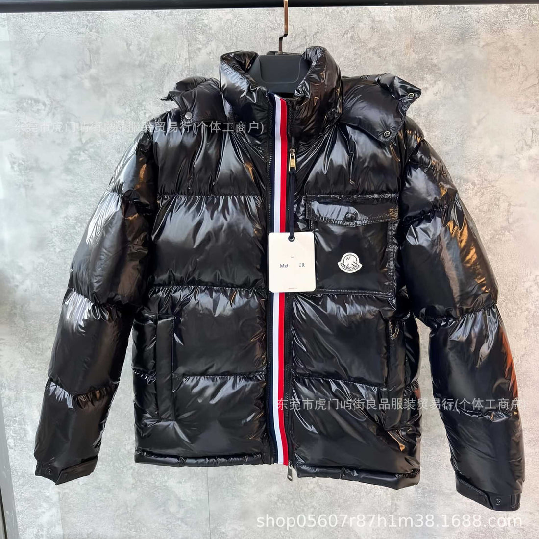 Black and White Striped Quilted Zip Puffer Jacket