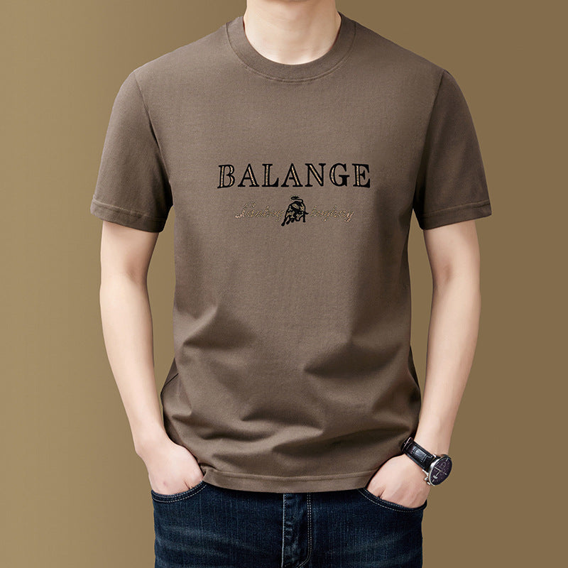 Loose-fit navy cotton-blend short-sleeve crewneck t-shirt with tonal geometric print