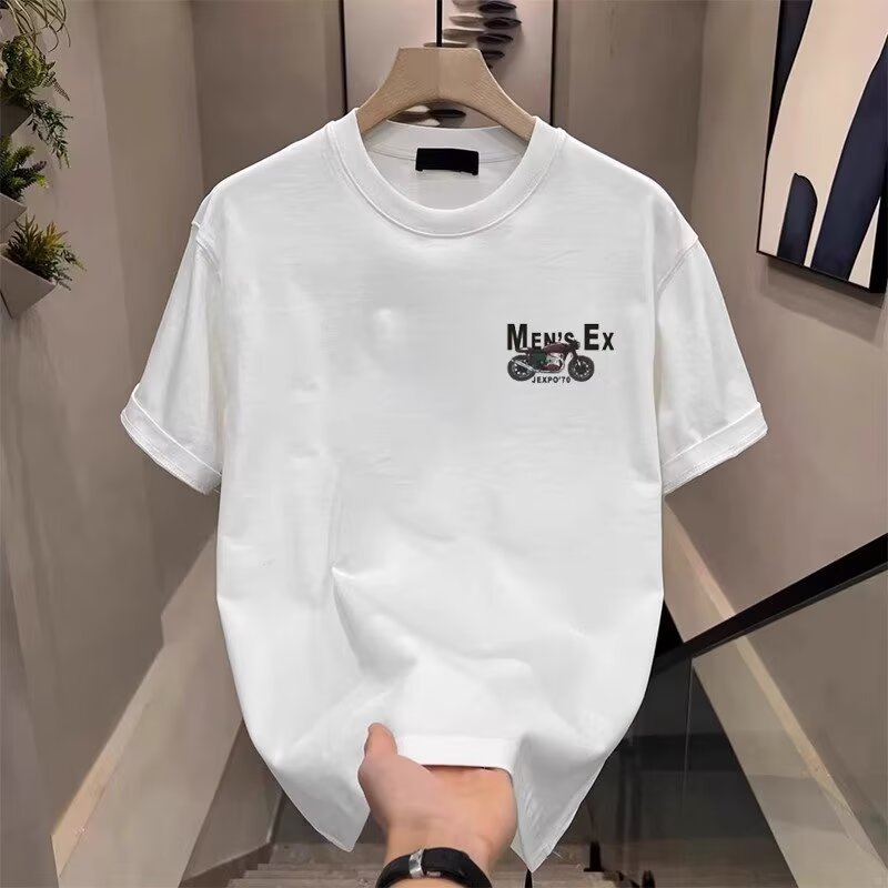 Men's Clothing National tide motorcycle character print short sleeved T shirt me