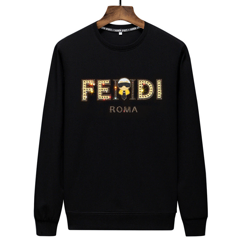 Classic crewneck sweatshirt with multicolor check-pattern text detail