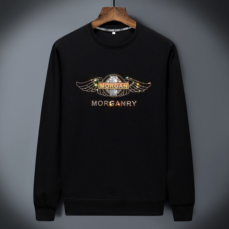 Classic crewneck sweatshirt with multicolor check-pattern text detail