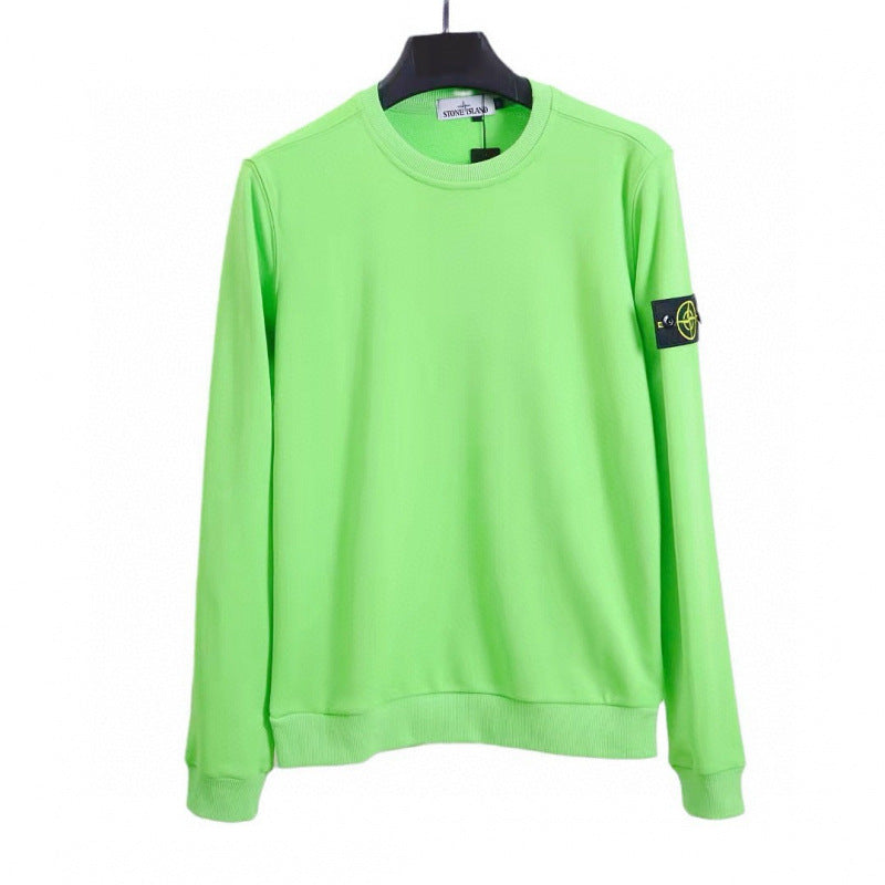 Cotton crewneck sweatshirt with embroidered sleeve badge