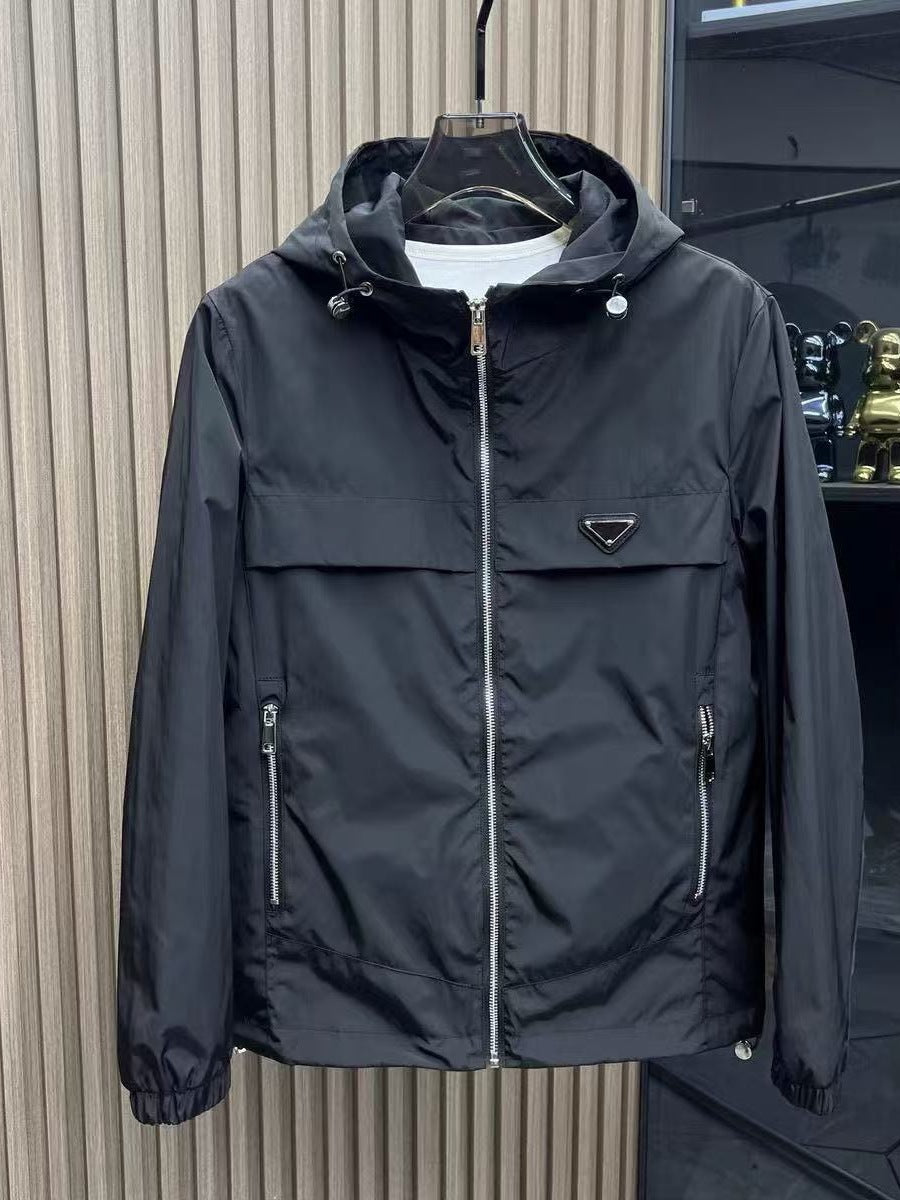 Spring Autumn Solid Color Simple Jacket Youth/Men High-End Trendy High Stre