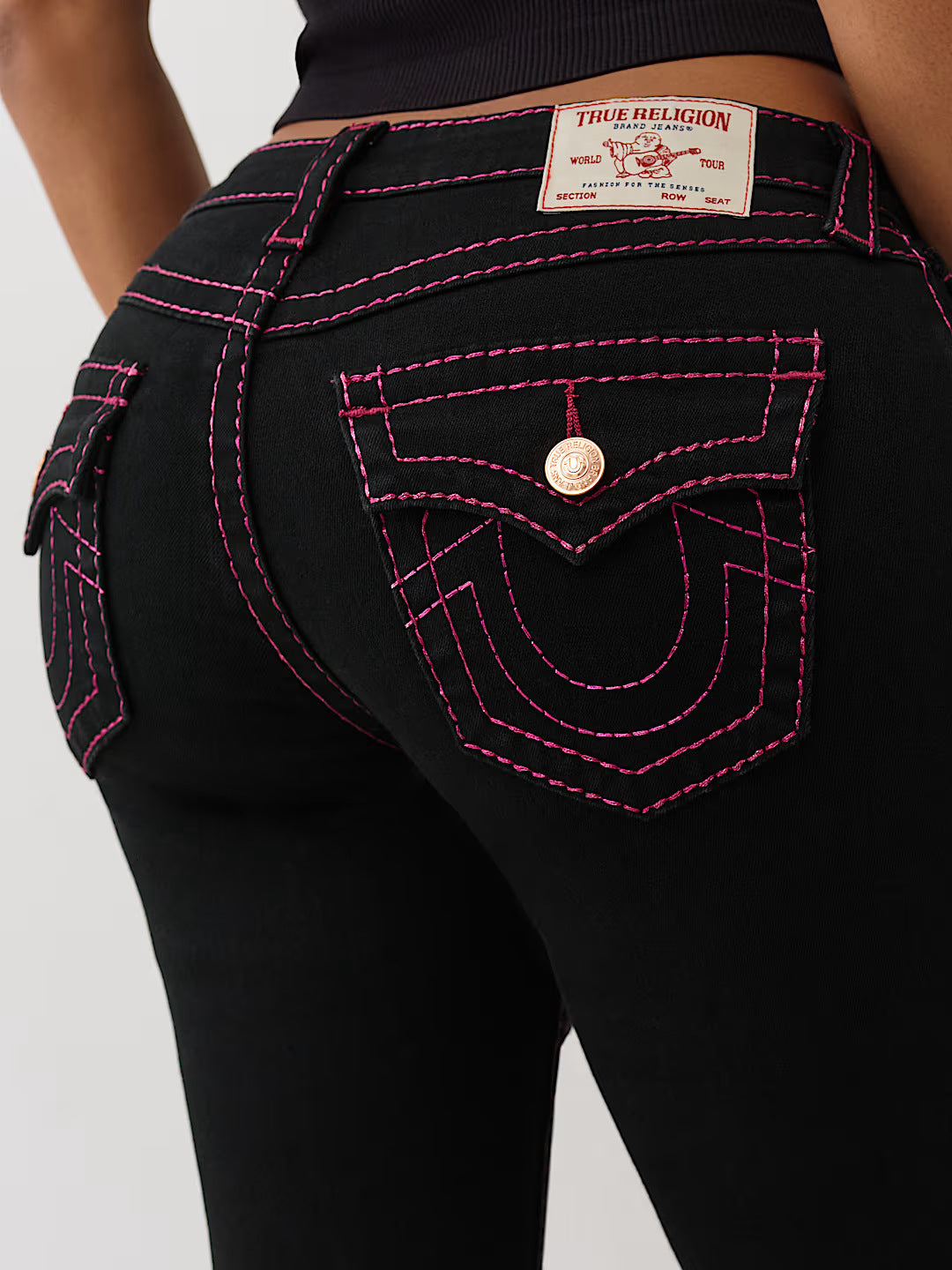 True Religion embroidered washed slim-fit jeans