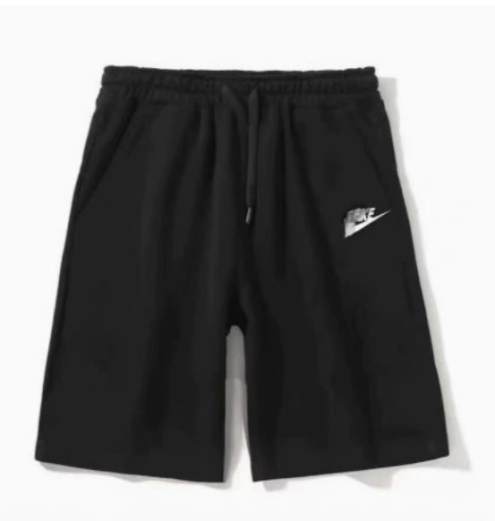 Black Cotton Blend Relaxed Fit Elastic Waist Mid-Rise Casual Shorts