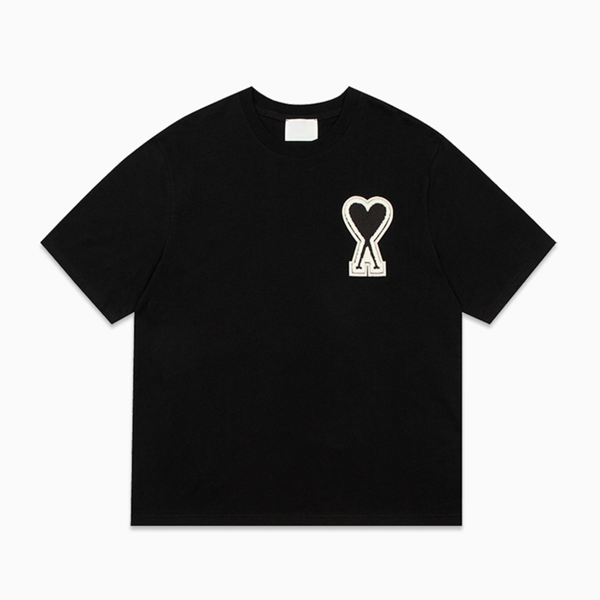 Embroidered Heart Detail Short Sleeve Cotton T-Shirt