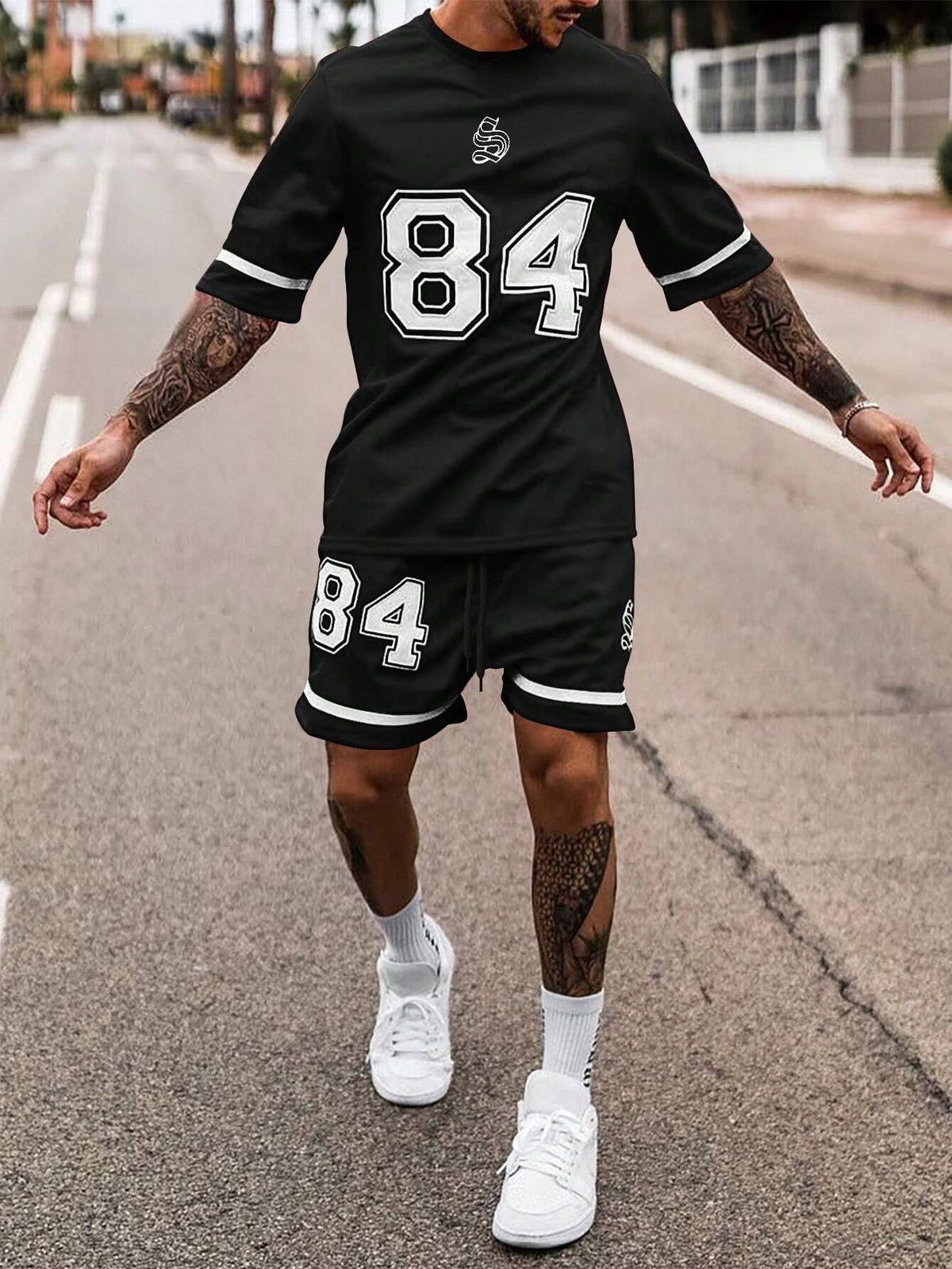 Black and White Gradient Breathable Polyester T-Shirt