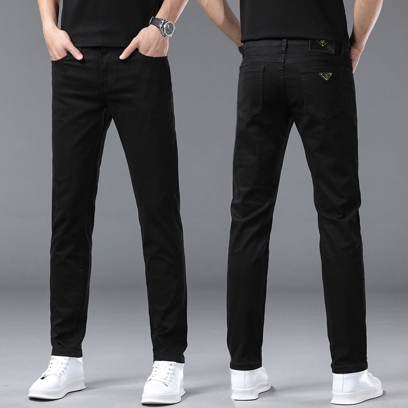White Stretch Denim Straight-Leg Jeans