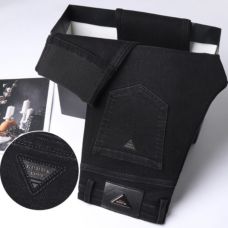 Black and Blue Slim Fit Washed Stretch Denim Jeans
