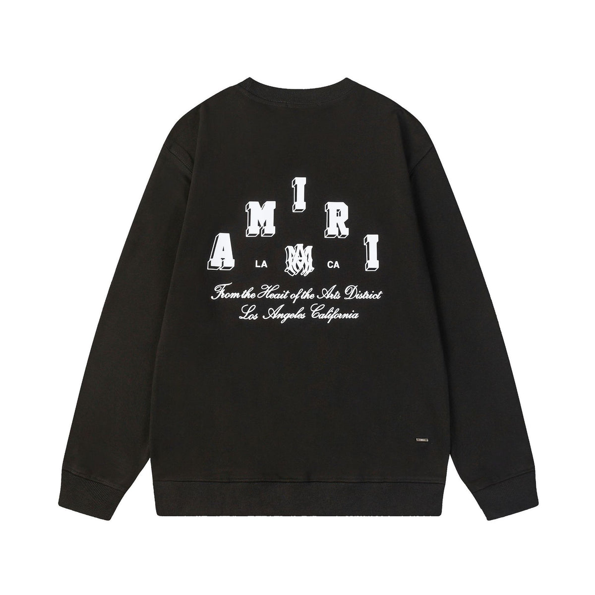 Black White Brown Eagle-Print Heavyweight Crewneck Sweatshirt