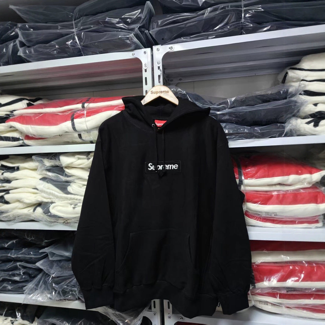 Brushed Fleece Relaxed-Fit Hoodie with Embroidered Chest Motif