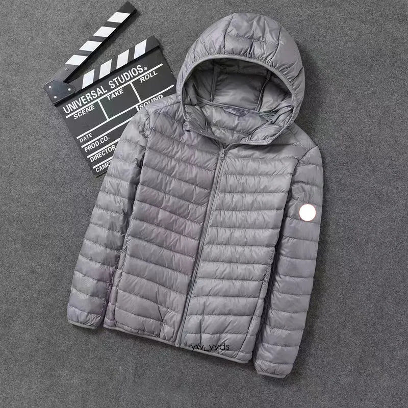 Navy Quilted Hooded Down-Filled Puffer Jacket