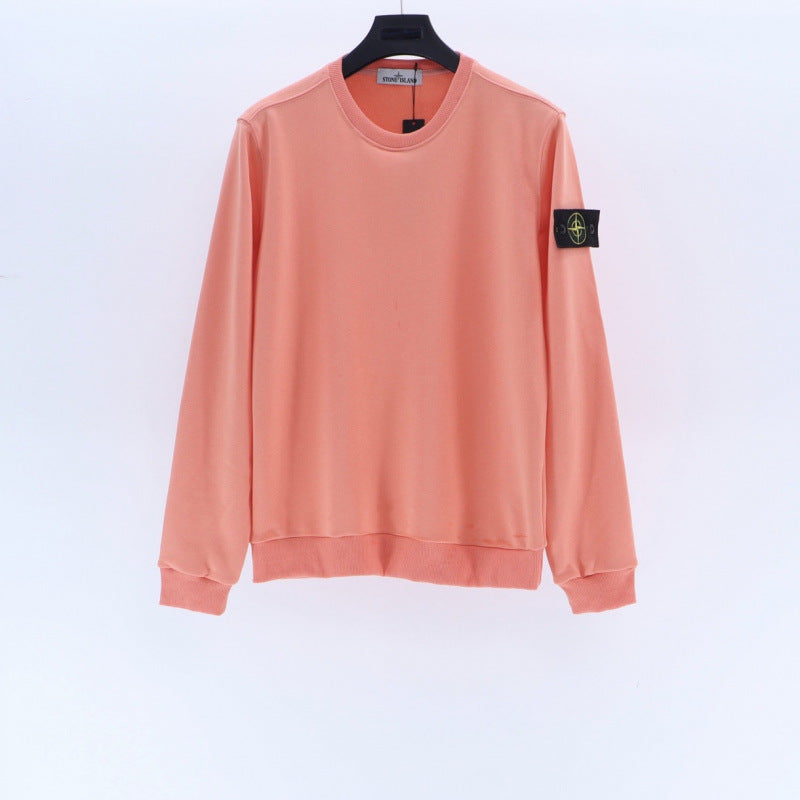Cotton crewneck sweatshirt with embroidered sleeve badge