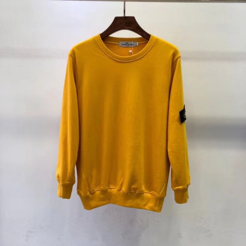 Cotton crewneck sweatshirt with embroidered sleeve badge