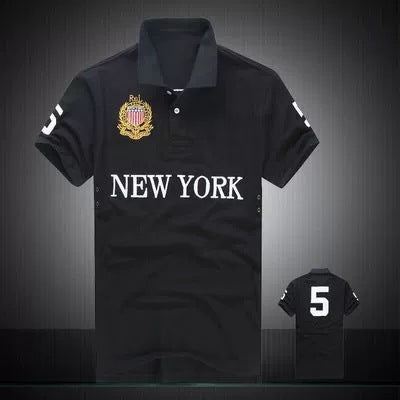 City series polo shirt with enlarged lapel and embroidered crest