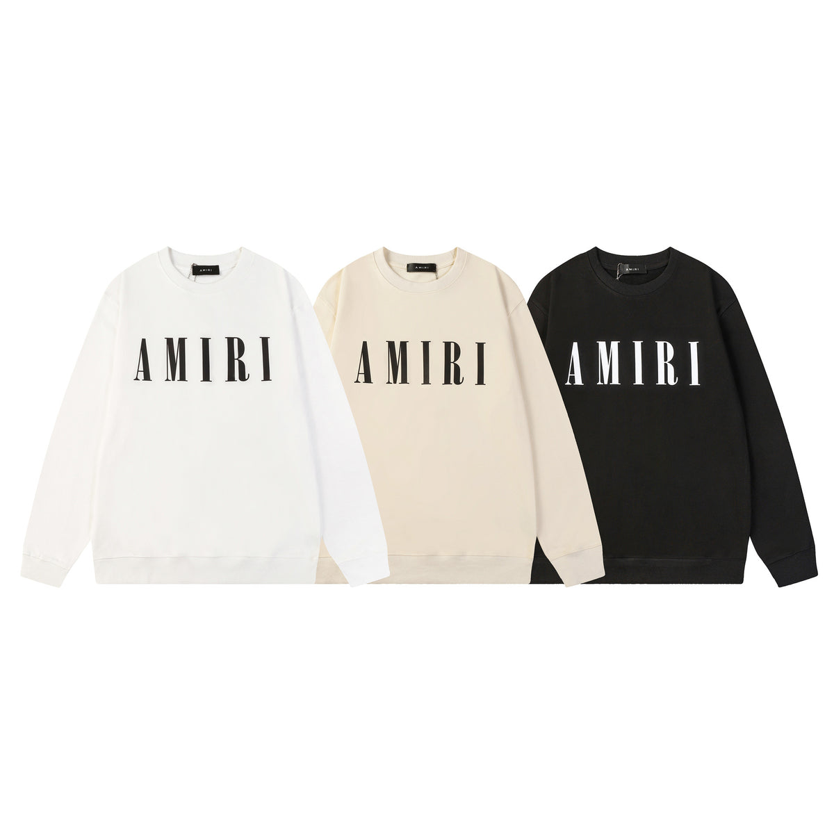 Black White Brown Eagle-Print Heavyweight Crewneck Sweatshirt