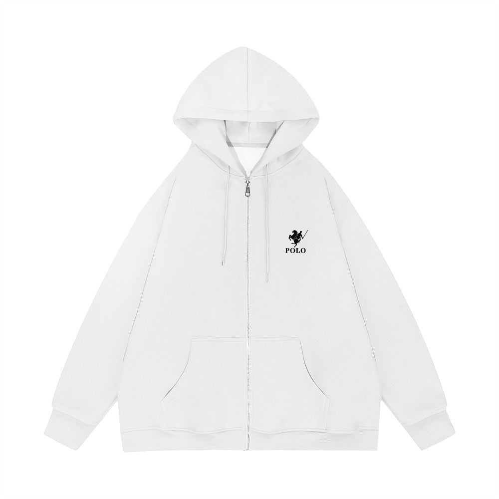 Black Cotton-Blend Relaxed-Fit Full-Zip Hoodie with Kangaroo Pocket