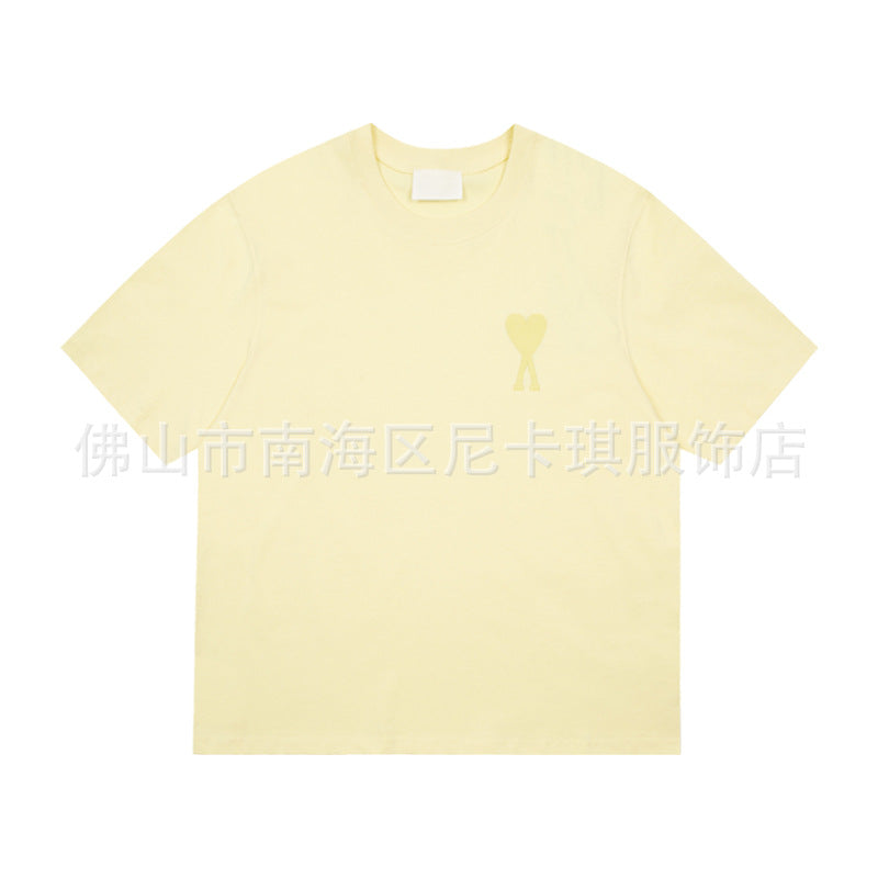 Embroidered Heart Detail Short Sleeve Cotton T-Shirt