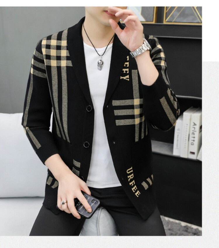 khaki contrast-panel-knitted-cardiga
