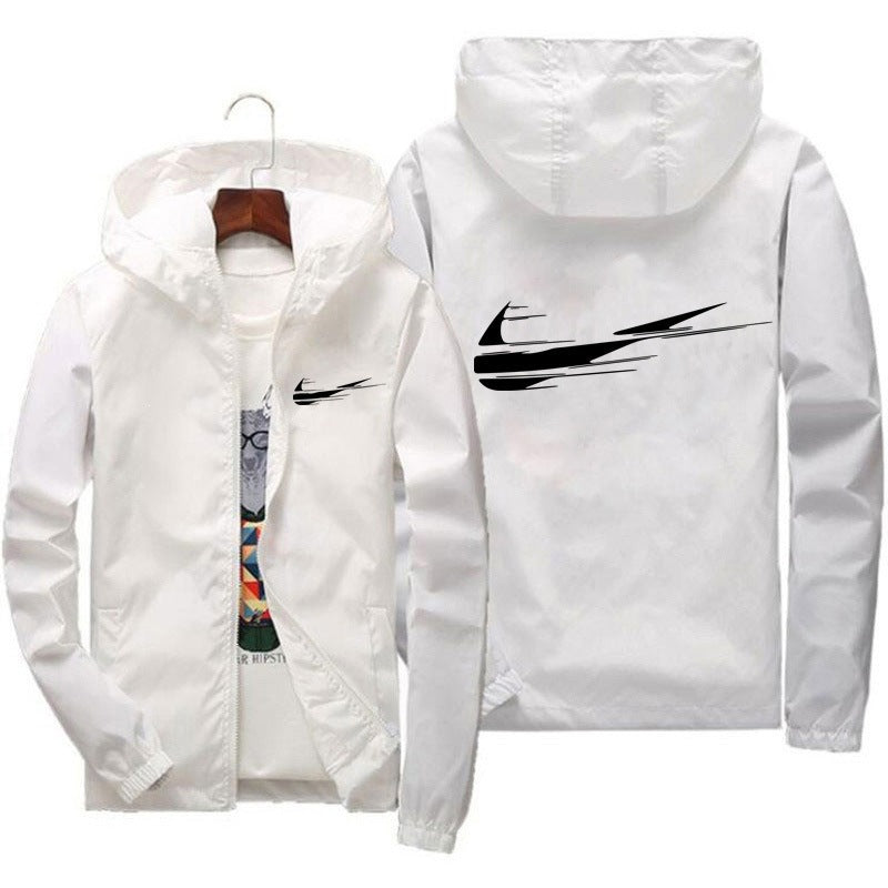 Tide Spring And Autumn Hooded Jacket Tops Men's Solid Colour Jacket Windbreaker