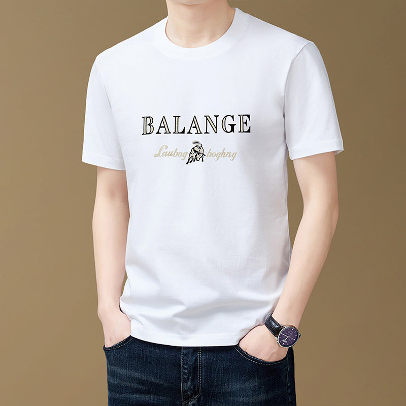 Loose-fit navy cotton-blend short-sleeve crewneck t-shirt with tonal geometric print
