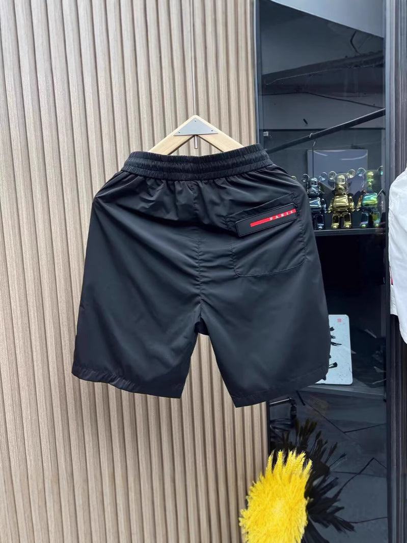 Slim Fit Five-Pocket Nylon Shorts in Black White or Red
