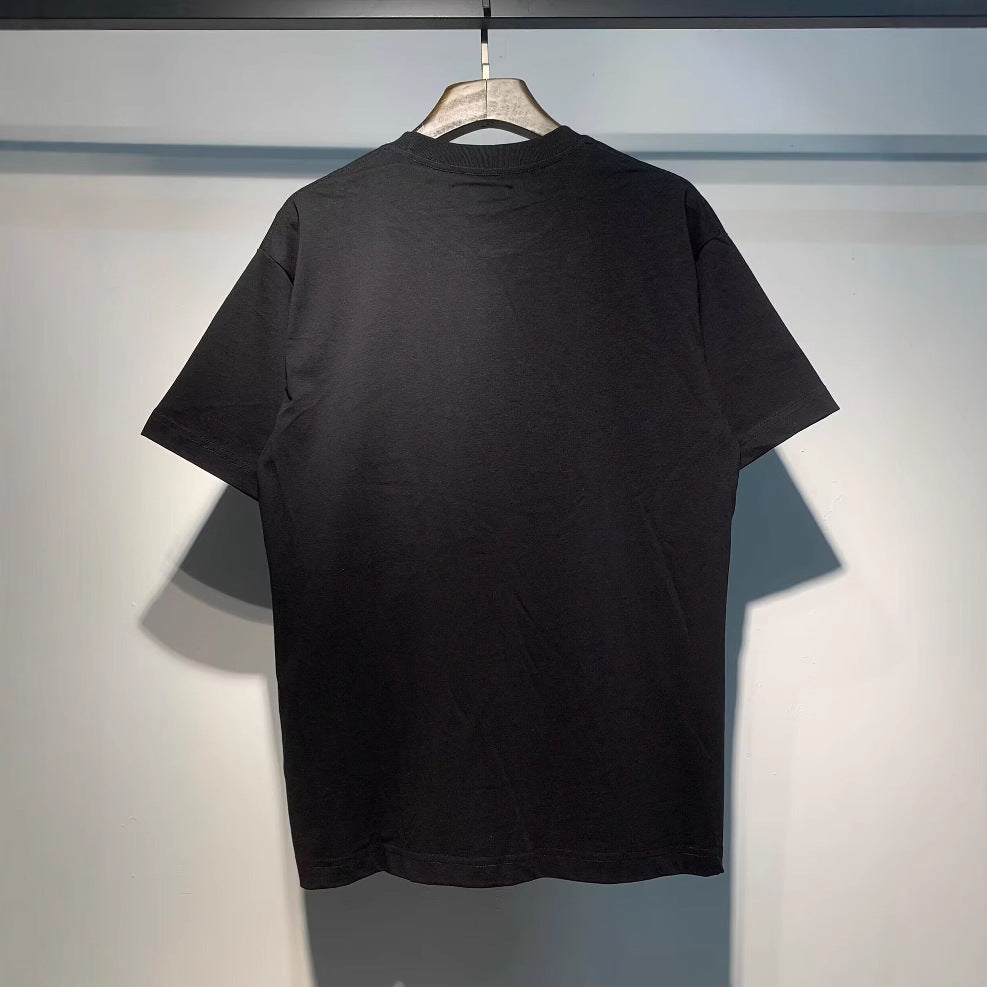 White or Black Short-Sleeve Round-Neck Cotton T-Shirt