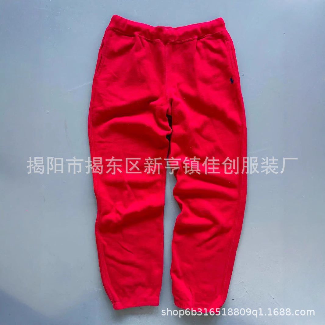 Retro-inspired wide-leg elastic-waist casual pants