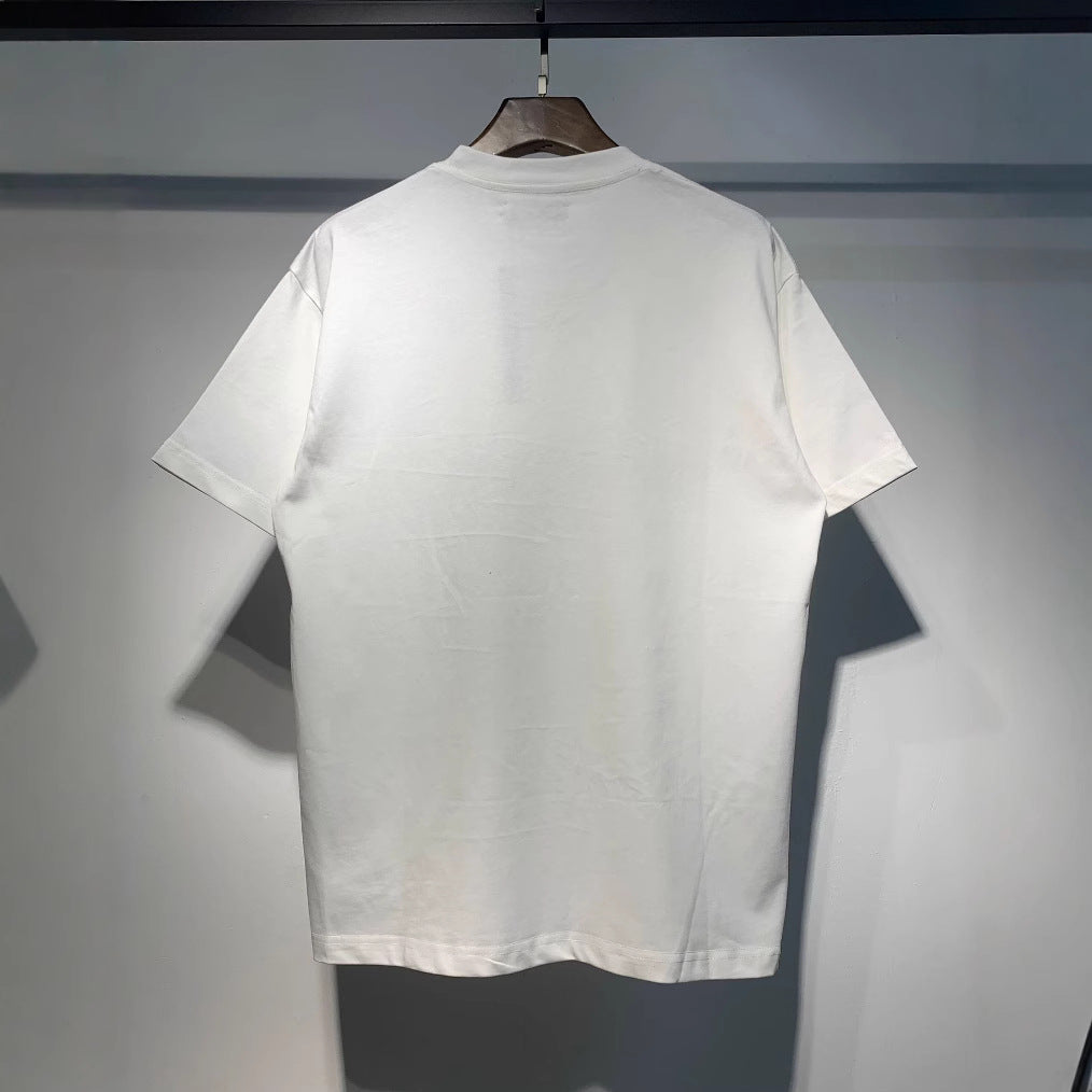 White or Black Short-Sleeve Round-Neck Cotton T-Shirt