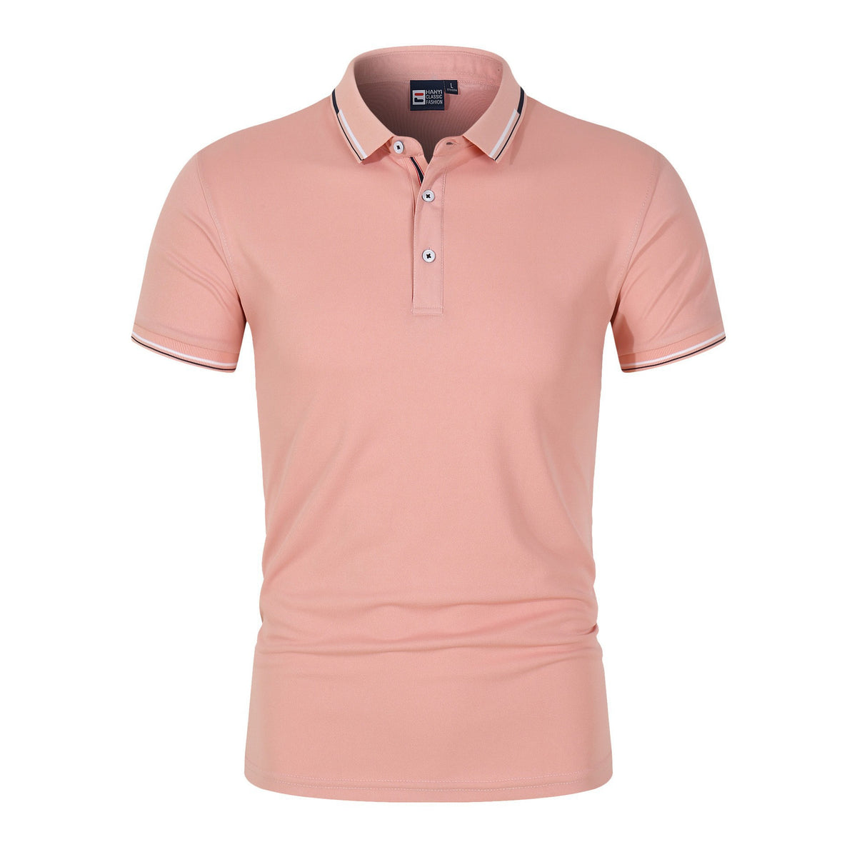 Striped Cotton Polo Shirt with Ribbed Collar and Breathable Piqué Fabric