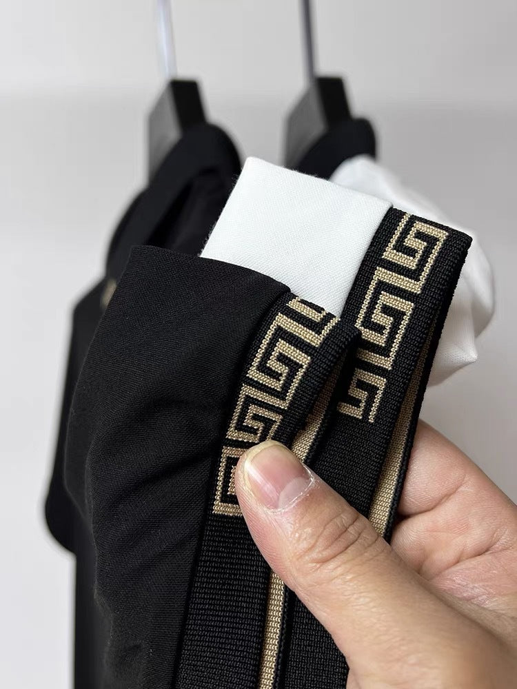 White and Black Short-Sleeve Ice Silk Polo Shirt