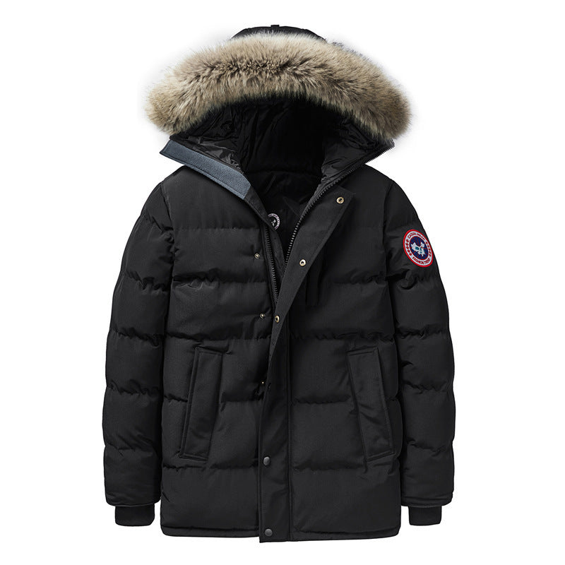 Men's Oversized Fleece-Lined Winter Jacket – Thick Cotton Coat For Plus Size C