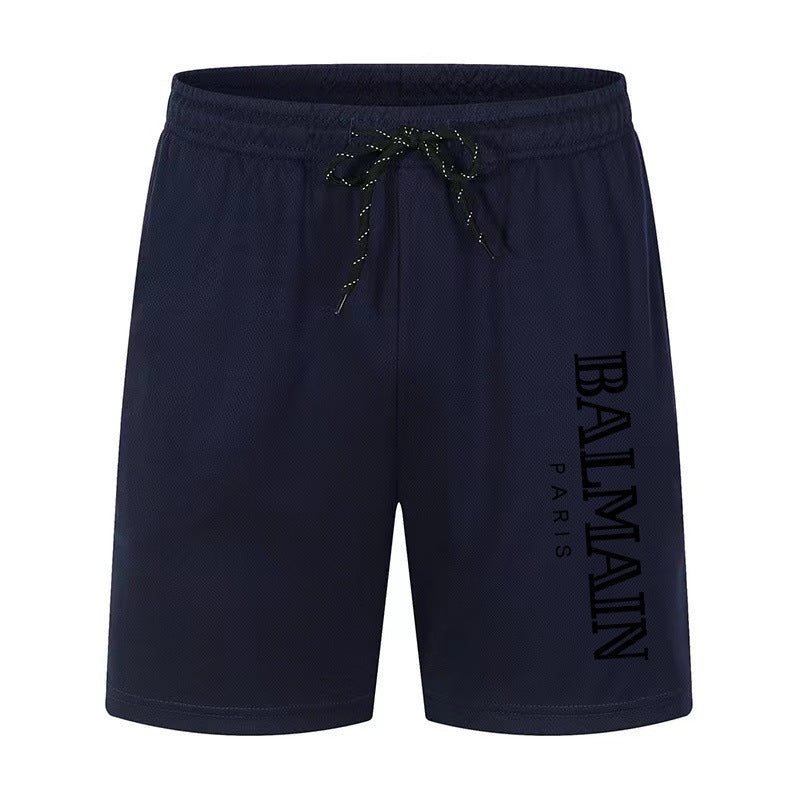 Black and White Printed Drawstring Waist Athletic Shorts
