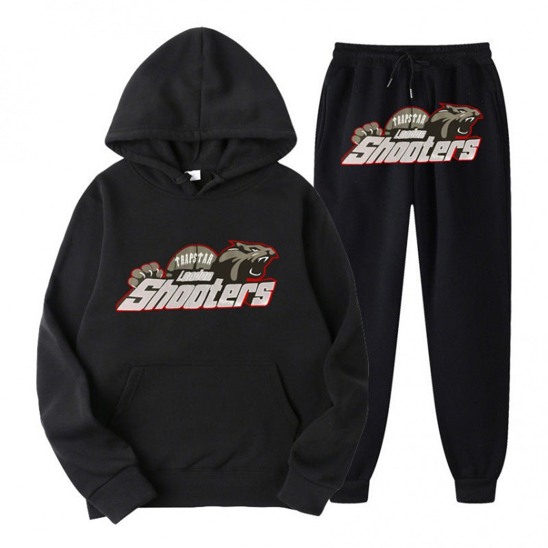 Black and white cotton-blend crewneck hoodie with relaxed fit and subtle text print