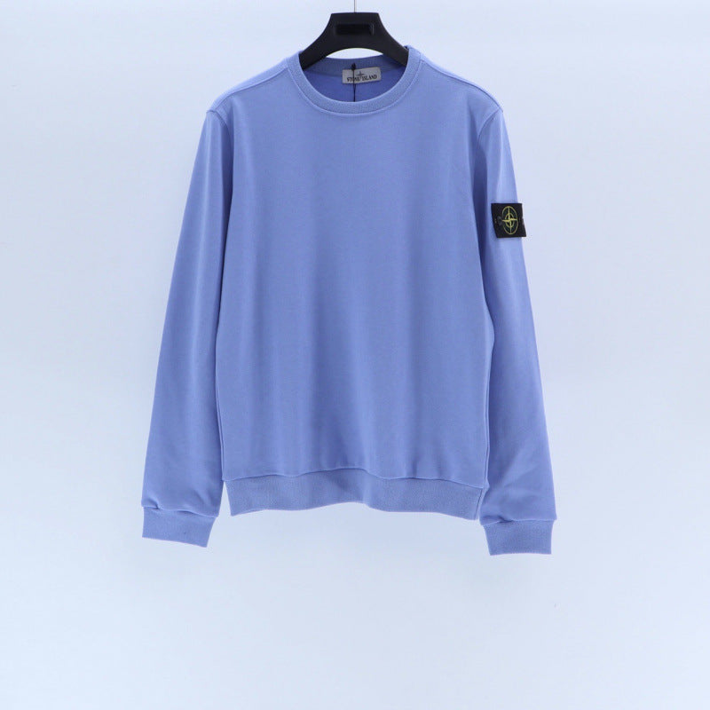 Cotton crewneck sweatshirt with embroidered sleeve badge
