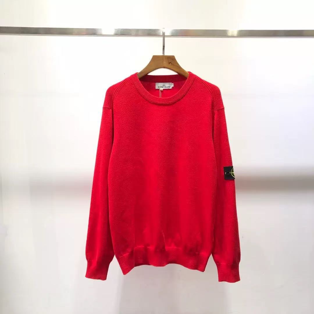 Ribbed Wool Crew Neck Sweatshirt in Light Gray with Embroidered Sleeve Detail
