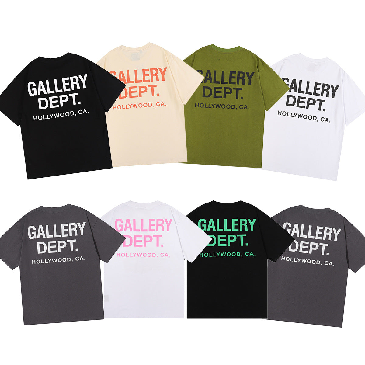 Cotton Crew Neck T-Shirt with Retro Letter Print in Solid Colors