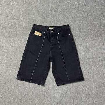 Alcatraz five-pointed star embroidered washed denim shorts