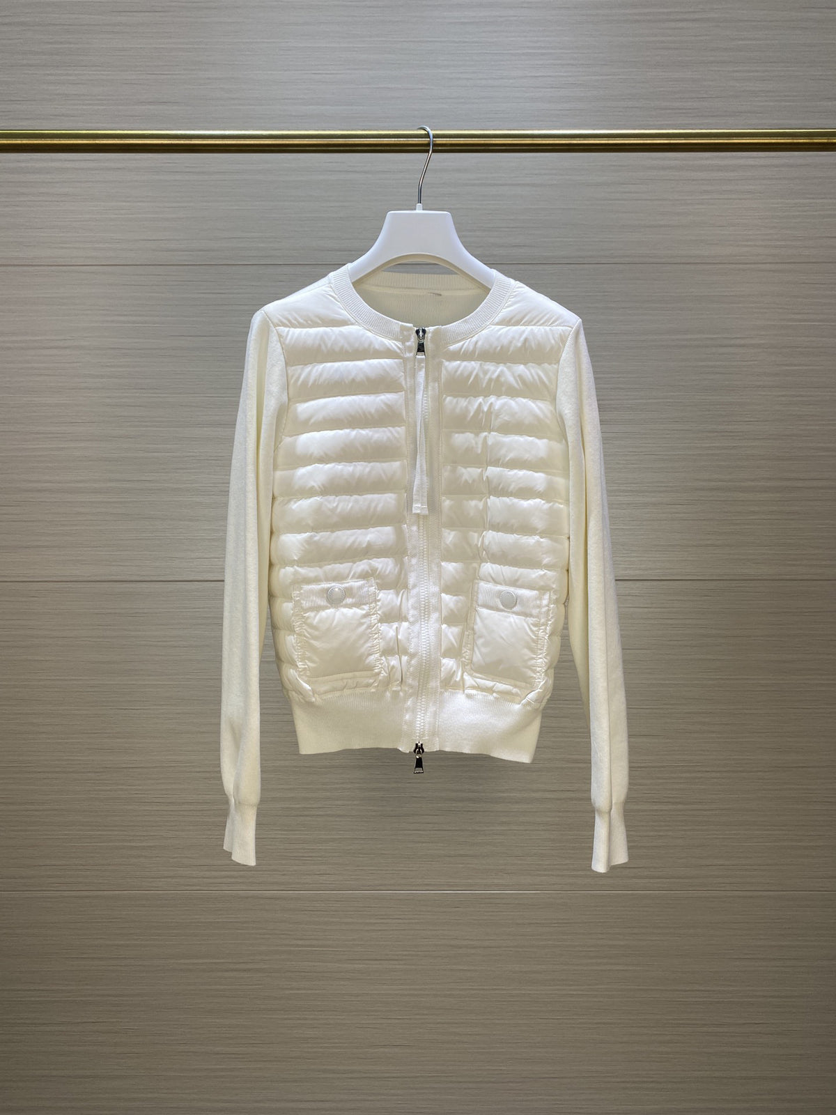 French Brand Embroidered Badge Knitted Sleeves Jacket Women Keep Warm In Winter