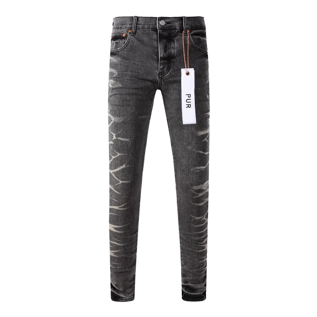 Black Paint-Splatter Distressed Slim-Fit Jeans