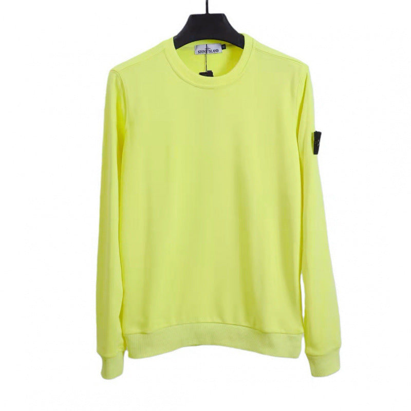 Cotton crewneck sweatshirt with embroidered sleeve badge