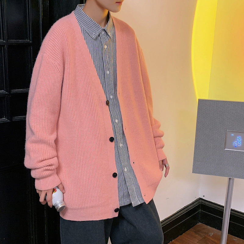 Loose-Fit Ribbed-Knit Open Cardigan in White or Black