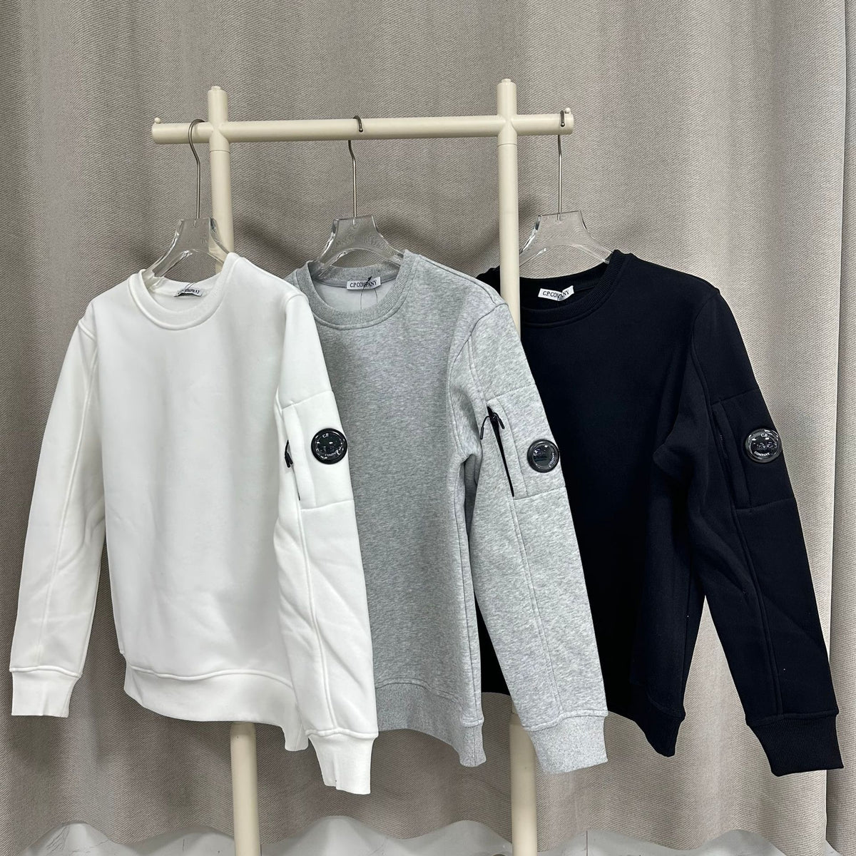 Fleece-Lined Hooded Cardigan Sweater in Black White or Gray