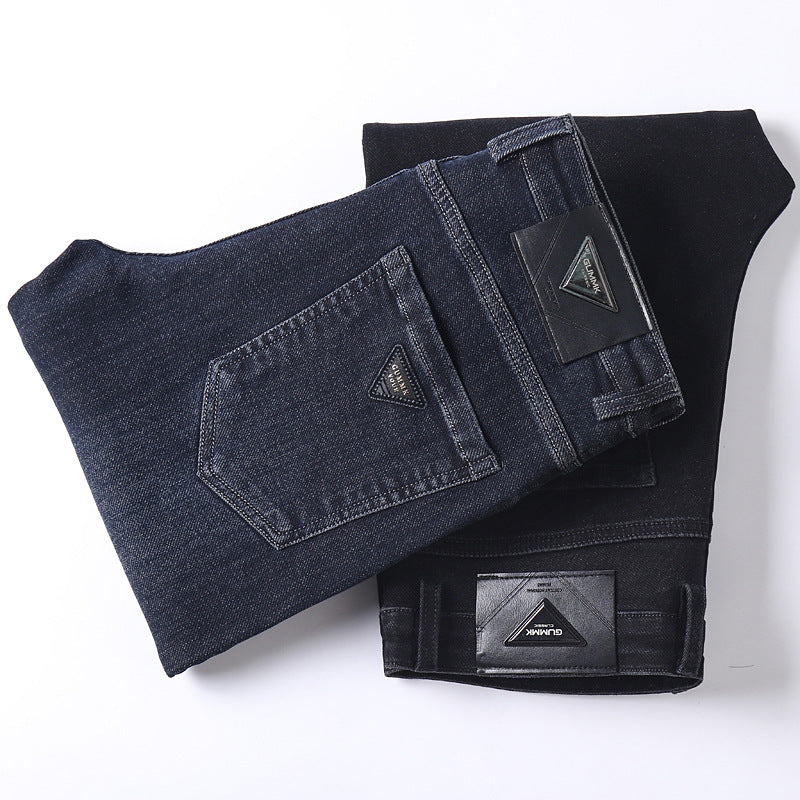Black and Blue Slim Fit Washed Stretch Denim Jeans